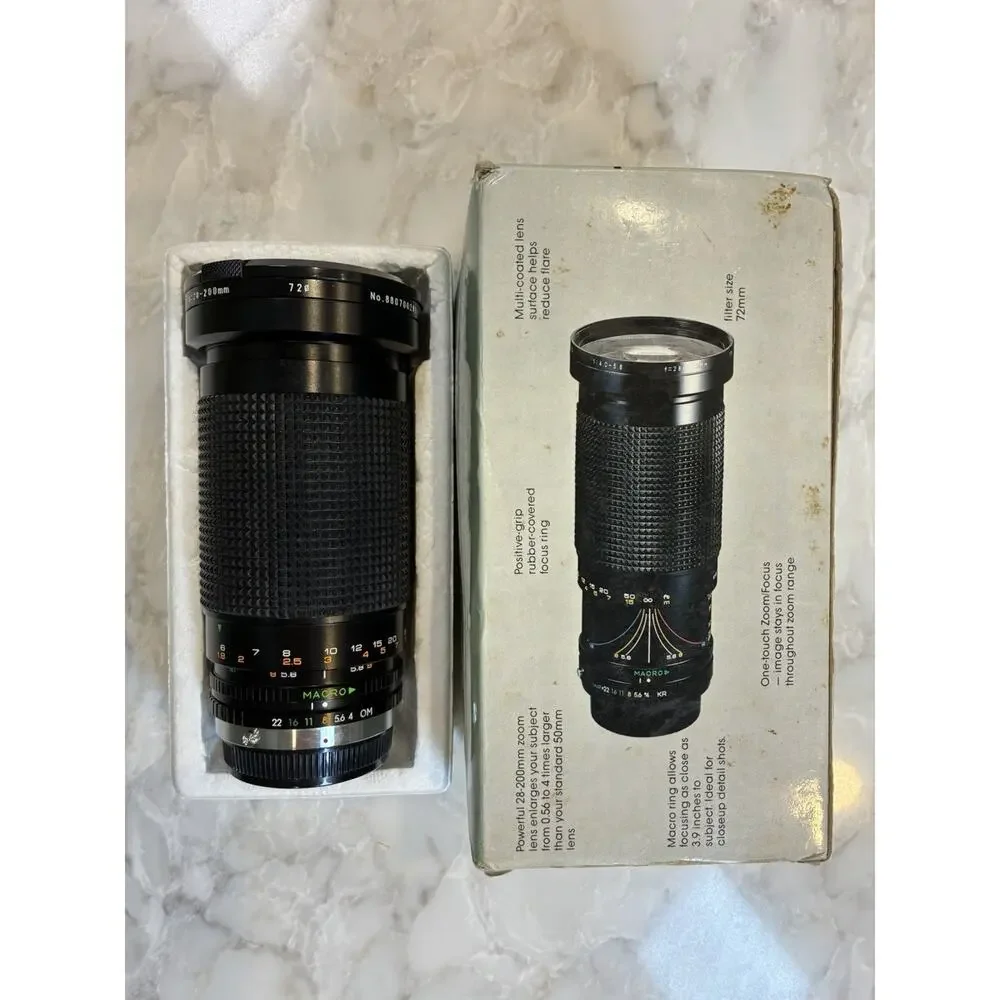 Sears 28-200mm f:4.0/5.6 Macro Zoom Lens For Olympus OM Mount Vintage 1980s Boxd